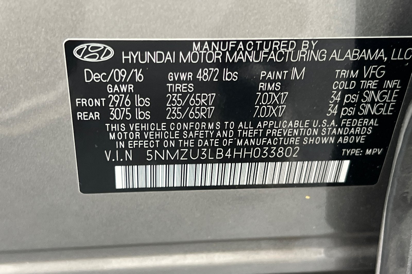 2017 Hyundai SANTA FE SPORT 2.4 Base